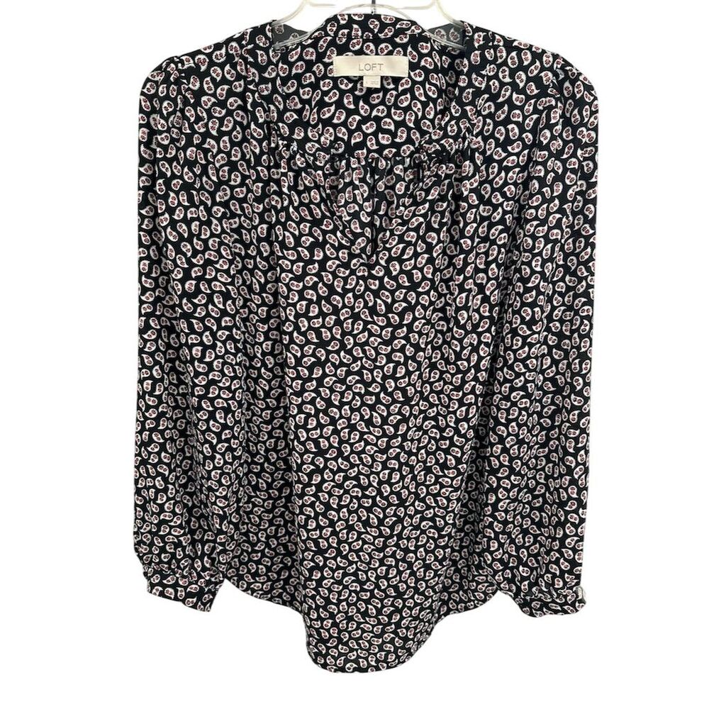 Loft Women's Geometric Long Sleeve Blouse Size S Multicolor Casual